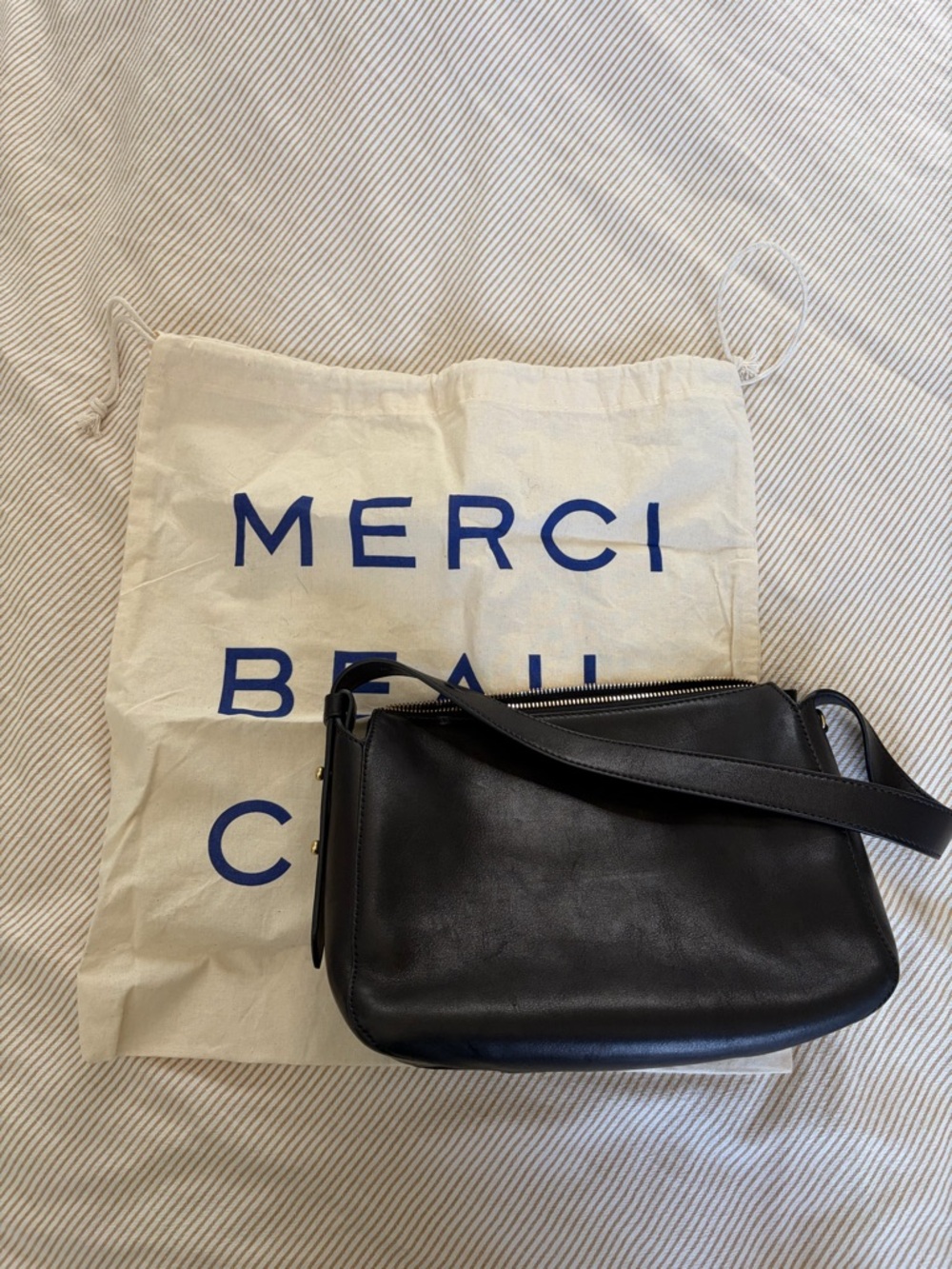 Clare V fleurine leather shoulder bag - black